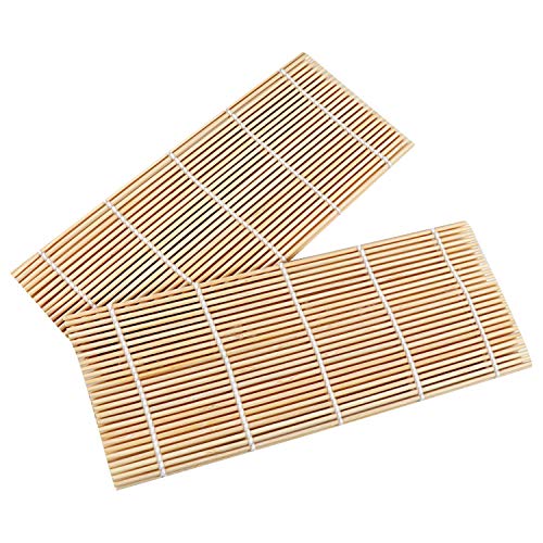 FUNGYAND Bamboo Sushi Rolling Mat with 2 Pairs of Chopsticks Natural Bamboo 9.5"x9.5" 2 Pcs Sushi Making Kit - Image 5
