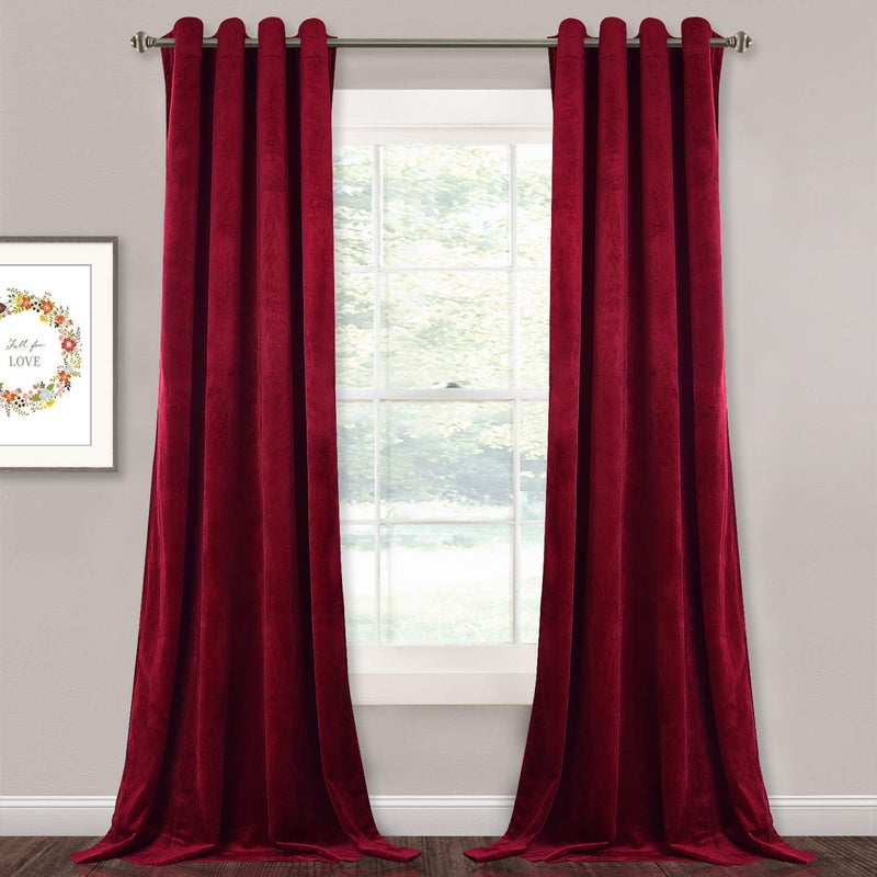 StangH StangH Theater Red Velvet Curtains 90 inches Christmas Holiday Home Decor Drapes for Bedroom Living Room Nursery Kids Heavy Thick Backdrops W52 x L90 Each Panel 2 Panels 