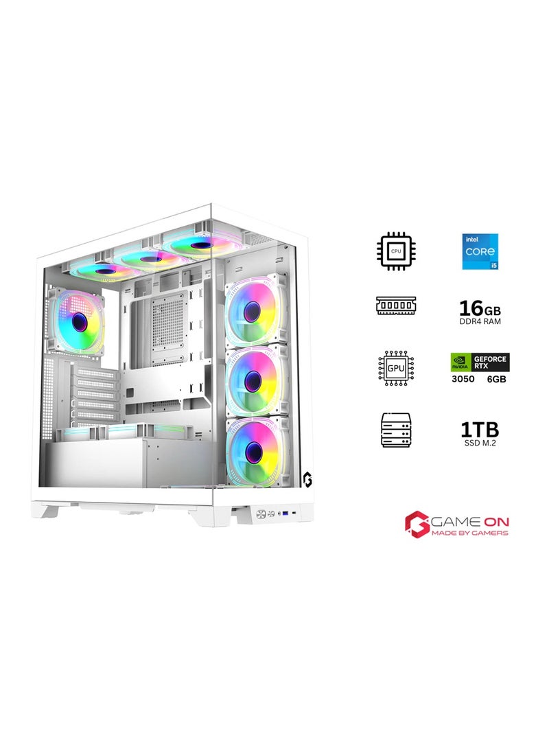 GAMEON Gaming PC With Intel Core i5 12400F Processor/16GB RAM DDR4/1TB SSD/6GB Nvidia GeForce RTX 3050 Graphics/Windows 10 Pro/ White - Image 2