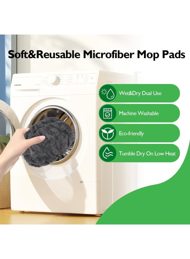 4 Pack Washable Sweeper Pads, Reusable Cotton Mop Refills Eco-Friendly Mop Pad, Wet And Dry Use, Replacement Durable Dust Mop Covers, Multipurpose Floor Cleaning Pads Cotton Mop Refills for Swiffer, Thickened Coral Fleece ,Grey (Mop Not Included) - Image 4