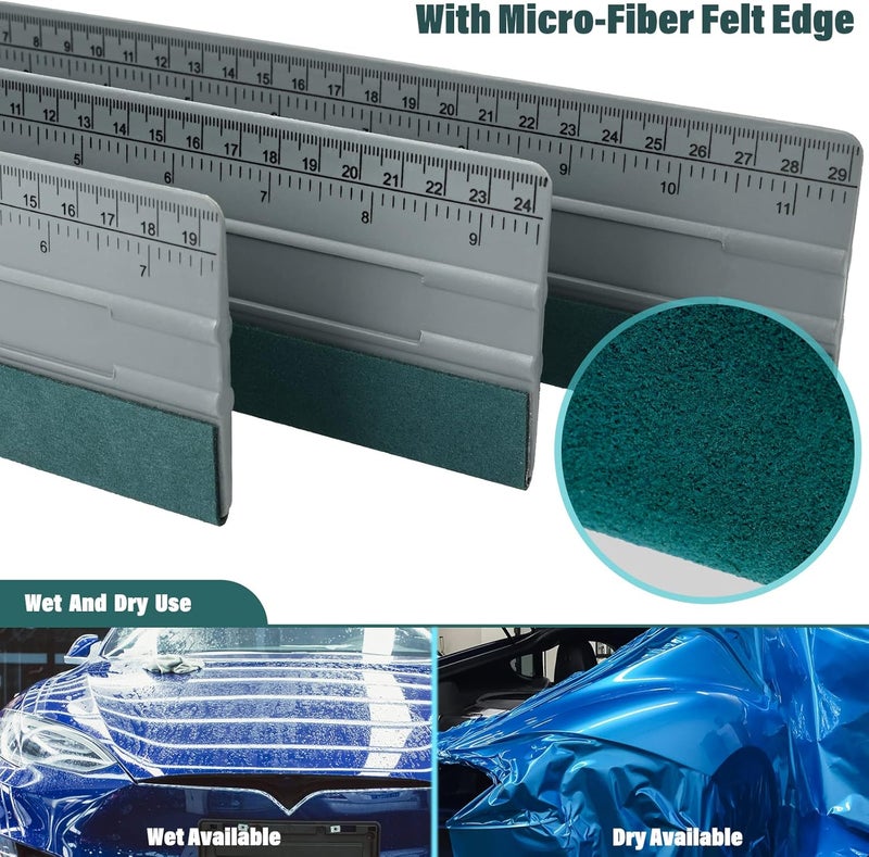 Ehdis Vinyl Squeegee Tool 3PCS Big Size Felt Edge Vinyl Wrap Squeegee for Graphic Decal Wrapping Applicator Tool Car Film Wallpaper Installing Window Tint Tool Craft Scraper - Image 5