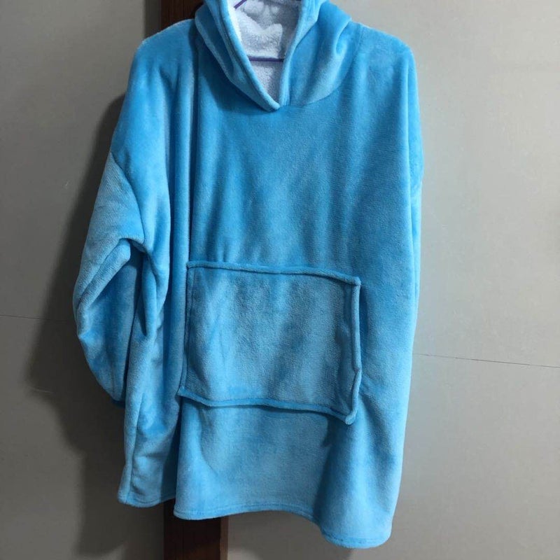 Thickeneded Lazy Pajamas Lamb Velvet Pullover Flannel Sweatshirt Tv Tv Blanket Hooded Outdoor Warm Pajamas - Image 1