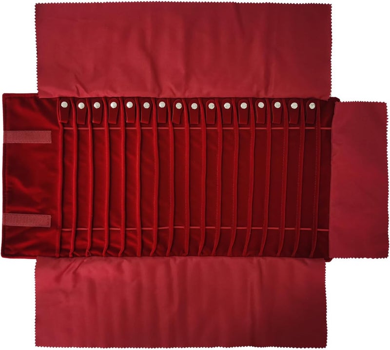 SCIKHEFT Portable Jewelry Roll Untangled Secure Necklace Travel Storage Bag Displays Holder 16 Chain (Burgundy) - Image 1