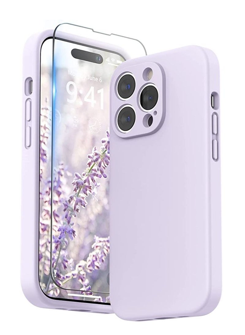 iPhone 14 Pro Max Case with Screen Protector, (with Camera Protection + Soft Microfiber Lining) Liquid Silicone Phone Case, - Image 1