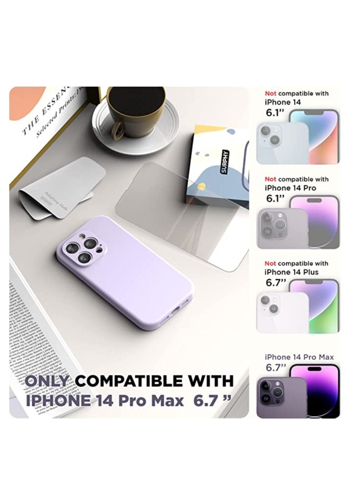 iPhone 14 Pro Max Case with Screen Protector, (with Camera Protection + Soft Microfiber Lining) Liquid Silicone Phone Case, - Image 2