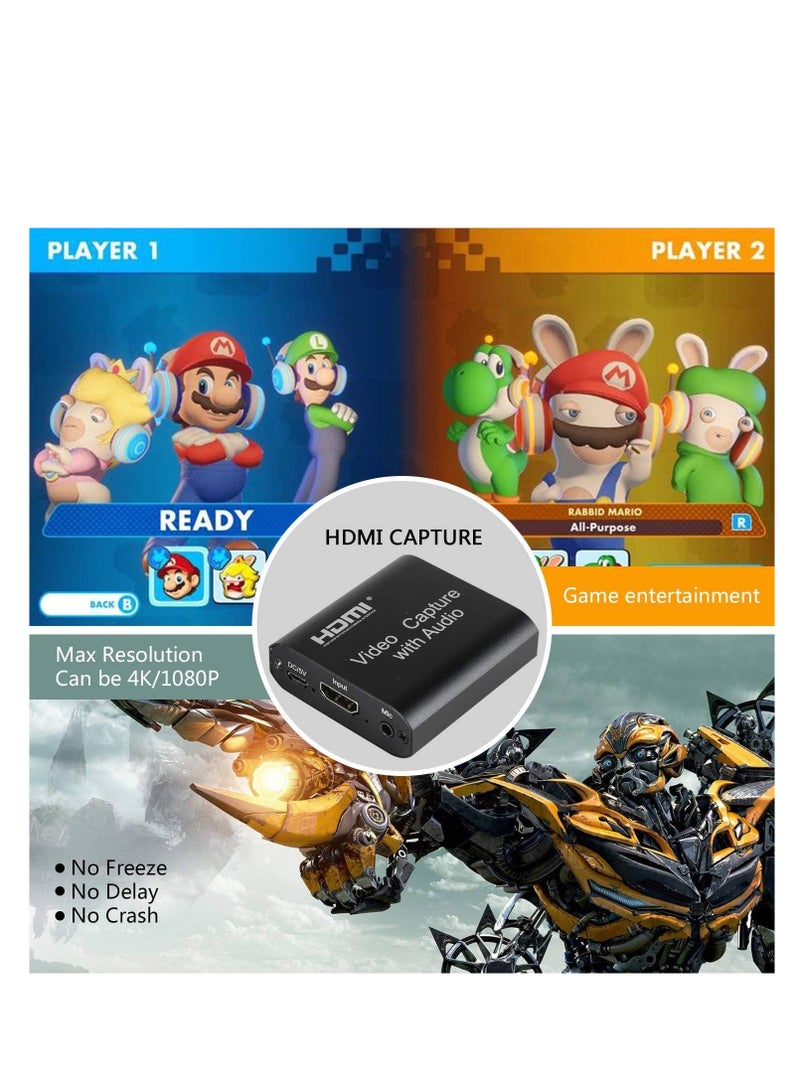Audio Video HDMI Capture Card with Loop Out, USB 2.0 4K HD 1080P 60FPS HDMI Video Game Capture Card for Live Streaming for PS3/ PS4 /Xbox One/DSLR/Camcorders/Action Cam  - Image 3