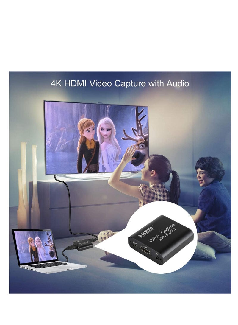 Audio Video HDMI Capture Card with Loop Out, USB 2.0 4K HD 1080P 60FPS HDMI Video Game Capture Card for Live Streaming for PS3/ PS4 /Xbox One/DSLR/Camcorders/Action Cam  - Image 4
