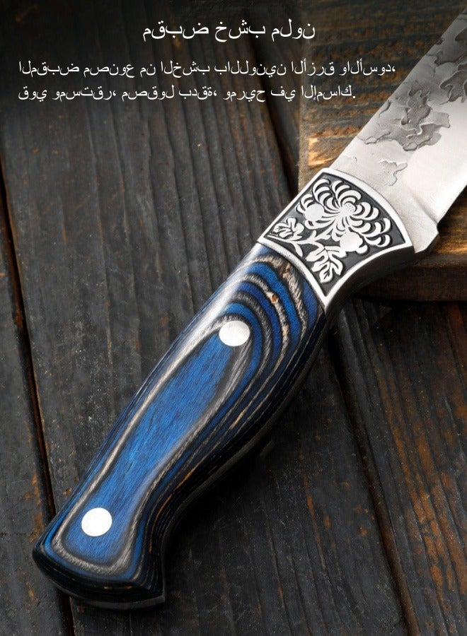 40Cr13 Steel Multi-Purpose Knife With Carved Steel Head, Butchering and Cutting Knife Hand Knife