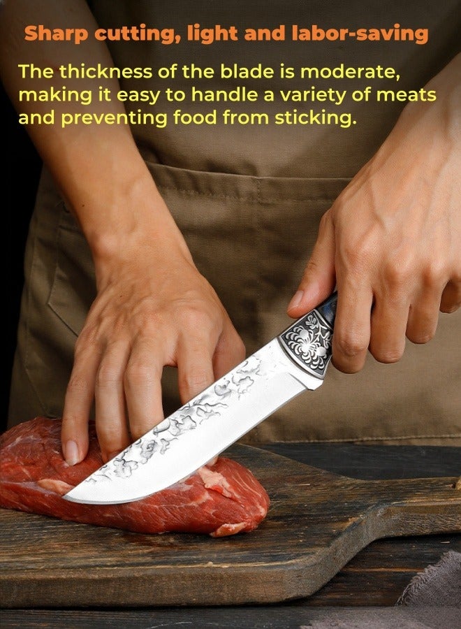 40Cr13 Steel Multi-Purpose Knife With Carved Steel Head, Butchering and Cutting Knife Hand Knife