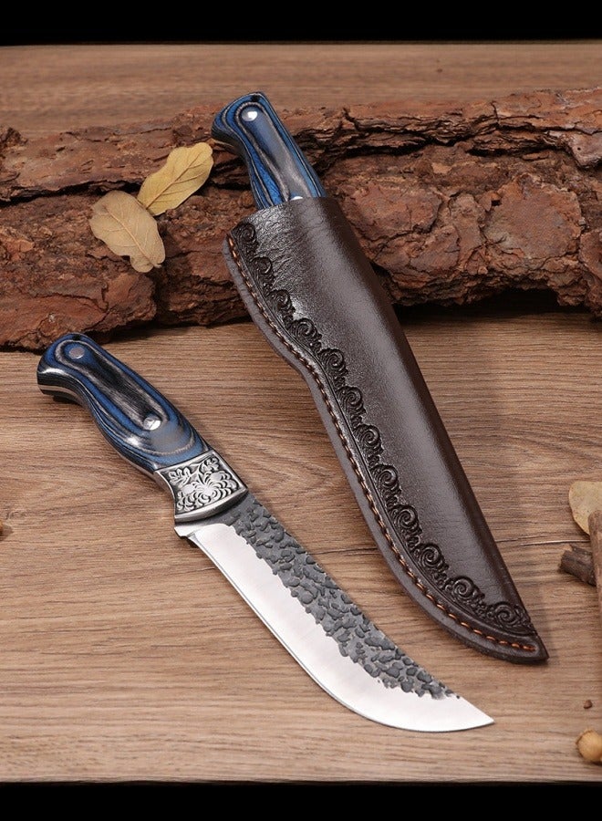 40Cr13 Steel Multi-Purpose Knife With Carved Steel Head, Butchering and Cutting Knife Hand Knife