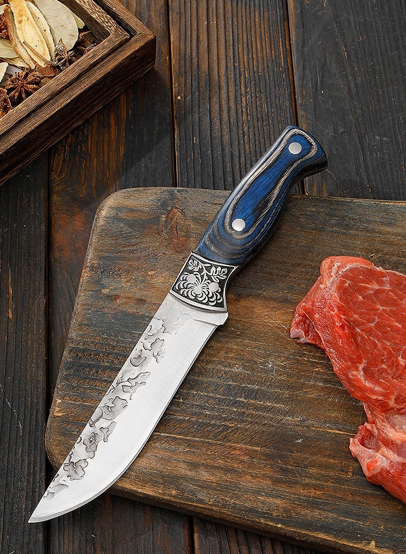 40Cr13 Steel Multi-Purpose Knife With Carved Steel Head, Butchering and Cutting Knife Hand Knife