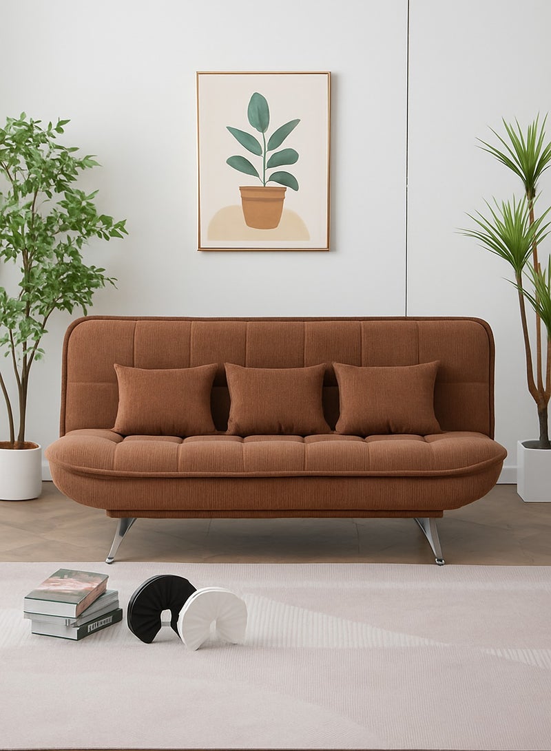 Harmony Home Premium Fabric Sofa  Bed with 3 Soft Cushions – Modern Convertible Sleeper Couch with Metal Legs, Space-Saving 3-Seater Sofa for Living Room, Bedroom & Guest Room - Burgundy - Image 1