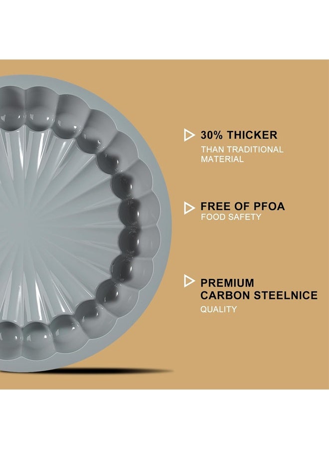 عبوة من قطعتين من قوالب كيك السيليكون مقاس 10 بوصات مع صينية مقاس 8 بوصات - قالب خبز غير لاصق لكيك الباوند، والجيلي، والخبز، والبراونيز، آمن للغسل في غسالة الأطباق، رمادي - Image 3