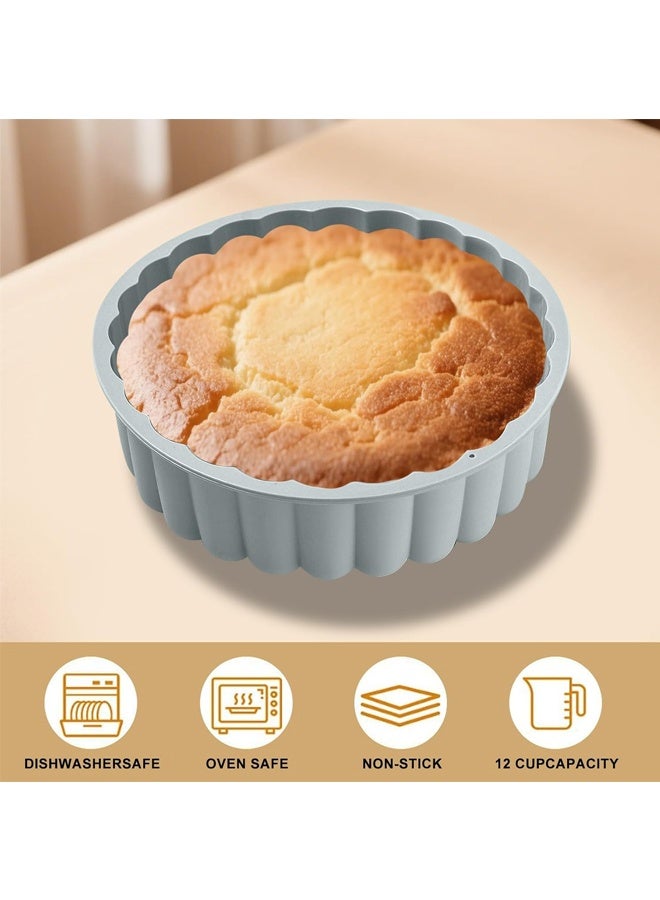 عبوة من قطعتين من قوالب كيك السيليكون مقاس 10 بوصات مع صينية مقاس 8 بوصات - قالب خبز غير لاصق لكيك الباوند، والجيلي، والخبز، والبراونيز، آمن للغسل في غسالة الأطباق، رمادي - Image 4