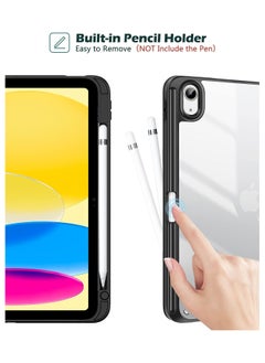 MahMir ProCase for iPad 10th Gen Case with Pencil Holder 2022 iPad 10.9 Inch Case,iPad (A16) 11inch 11th 2025 Gen, Clear Transparent Back Shell Trifold Protective Cases Shockproof Cover for 2022 iPad 10th Gen A2696 A2757 A2777 -Black  - Image 2
