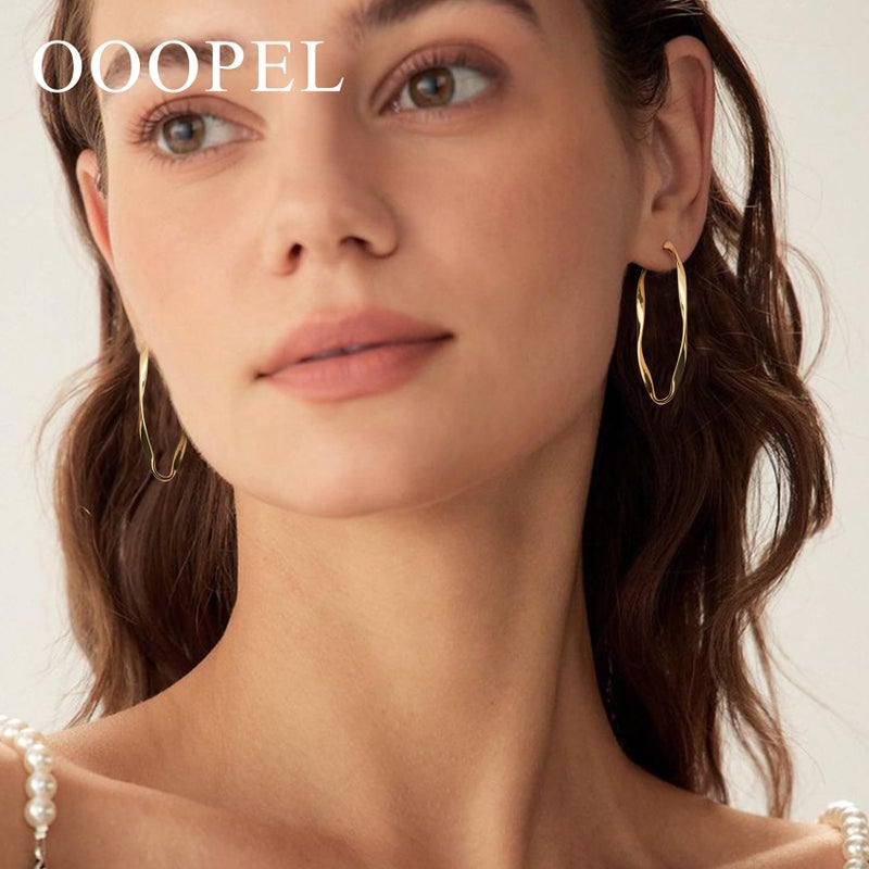 OOOPEL Large Gold Hoop Earrings for Women Lightweight Hypoallergenic Big 14K Gold Plated Hoop Earrings for Women 30MM 40MM 50MM 60MM - Image 2