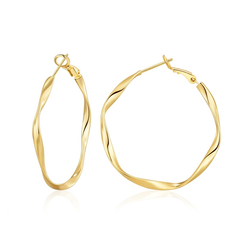 OOOPEL Large Gold Hoop Earrings for Women Lightweight Hypoallergenic Big 14K Gold Plated Hoop Earrings for Women 30MM 40MM 50MM 60MM - Image 1