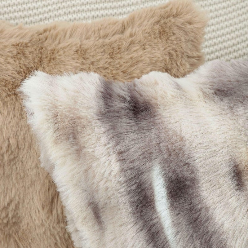 MADIZZ Pack of 2 Thick Plush Wool Throw Pillow Covers 18x18 Inch Grey Taupe Soft Neutral Decorative Throw Pillows Accent Boho Cushion Covers for Couch Sofa Bedroom Pillow Shell - Image 5