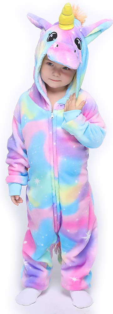 Easuit Colorful Unicorn Onesie Pajamas Animal Costume Halloween Cosplay Unisex Xmas Gifts for Kids 8-10, H-multicolor Unicorn - Image 2