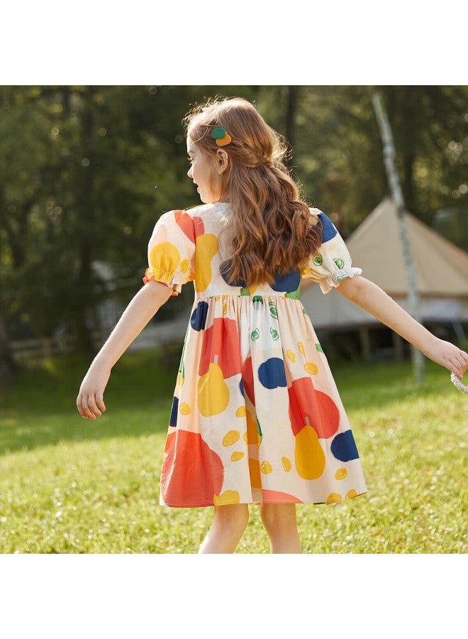 Ask Junior Girls' Dress Summer Thin Cotton Short Sleeve Polka Dot Princess Dress Thin Floral Color 110 - Image 3
