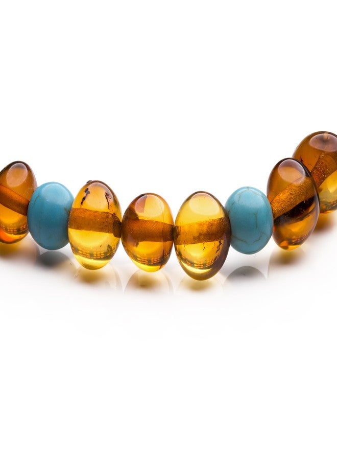 Baltic Proud Amber Necklace for Women and Men (Authentic, Certified) - 18 inches, Cognac Turqouise Polished - Unisex Jewelry for Adults - Bead Necklace - Image 2