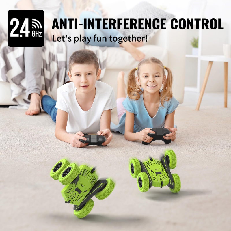 SGILE RC Stunt Car Toy Gift, 4WD Remote Control Car with 2 Sided 360 Rotating Rc Car for Kids Girls Boys Age 6 7 8 12, Green - Image 4