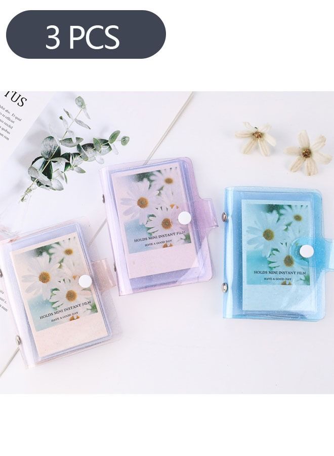 Ant 3-Piece 3-Inch Mini Photo Albums, Clear Sequin Portable Photo Card Holder, Cameras Film Accessories with 36 Pockets Photo Card  - Image 1