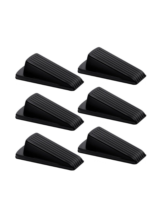 6 Piece Rubber Door Stopper Suitable For Flooring, Door Stopper Wedge Suitable For Heavy-Duty Doors, Black - Image 1
