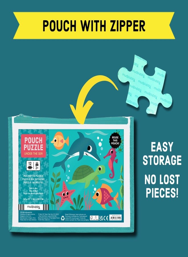 Mudpuppy Under the Sea – 12 Piece Puzzle with Reusable Zipper Pouch Featuring Colorful and Fun Illustrations of Ocean Creatures Perfect for Easy Storage and Travel - Image 4