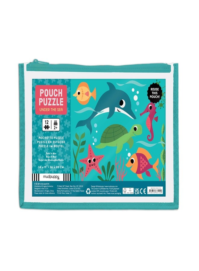 Mudpuppy Under the Sea – 12 Piece Puzzle with Reusable Zipper Pouch Featuring Colorful and Fun Illustrations of Ocean Creatures Perfect for Easy Storage and Travel - Image 1