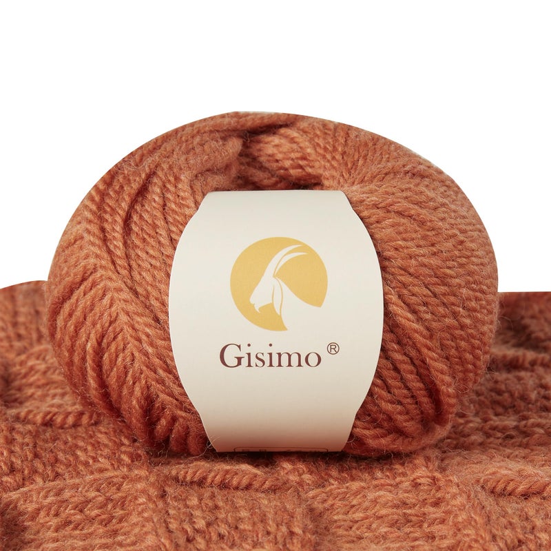 Gisimo 100 Merino Wool Yarn 3Ply Luxurious and Soft Yarn for Hand Knitting  Crocheting Amber 1Ball