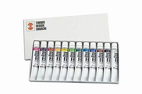 Turner Watercolor Paint Set  Design Gouache Premier Opaque Watercolor Paint  25 ml Tubes  Set of 12 Assorted Colors