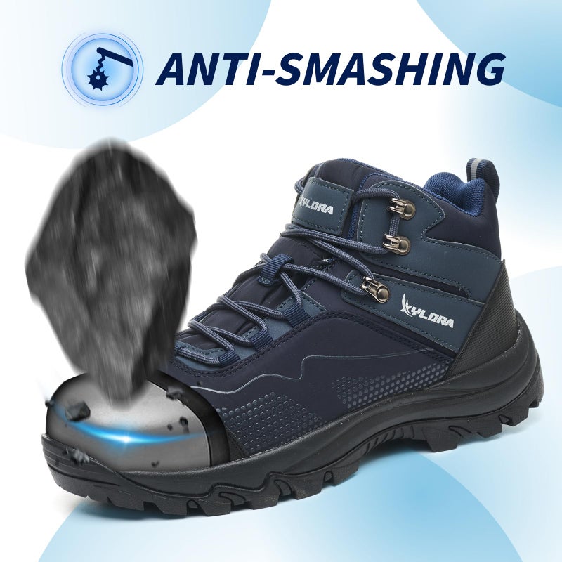 Xyldra Waterproof Steel Toe Boots for Men Wide Width Non Slip Work Boots Lightweight Slip Resistant Safety Shoes Indestructible Construction Composite Toe Sneakersï¼ˆBlue-W- 39ï¼‰ - Image 4