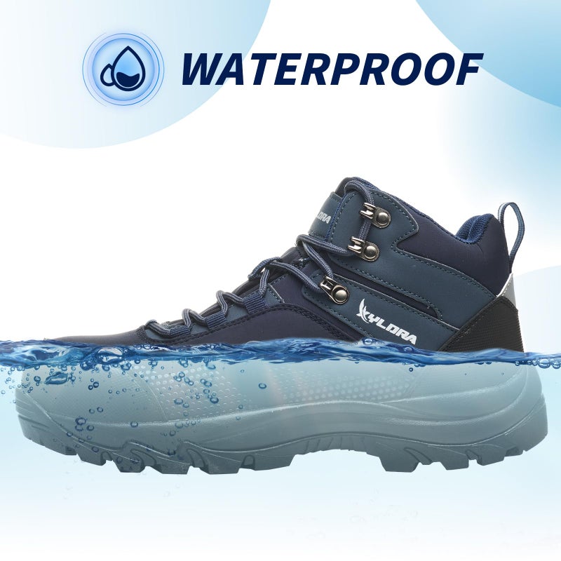 Xyldra Waterproof Steel Toe Boots for Men Wide Width Non Slip Work Boots Lightweight Slip Resistant Safety Shoes Indestructible Construction Composite Toe Sneakersï¼ˆBlue-W- 39ï¼‰ - Image 3