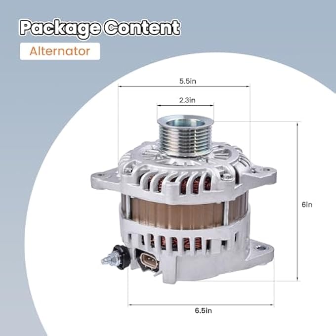 hodflop 23100-3JA1A Alternator Compatible with Nissan Murano 2015-2017, Pathfinder 2013-2017, for Infiniti QX60 2014-2016, JX35 2013, 2.5L 3.5L 12V 150A 7-Groove Pulley A003TJ3991 11538N 231003JA1A - Image 5