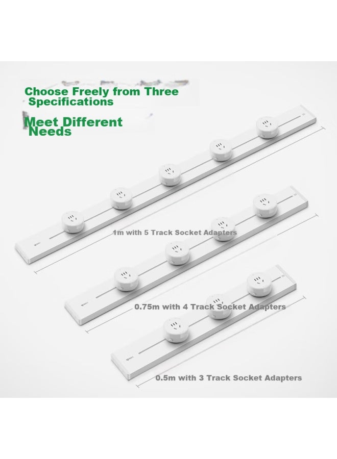 Bull Surface-mounted Track Socket, Movable Wall-mounted Socket, Yuexiang Model Gb32, No Slot Required, 75cm Track + 4 White Five-hole Adapter Switches - Image 5