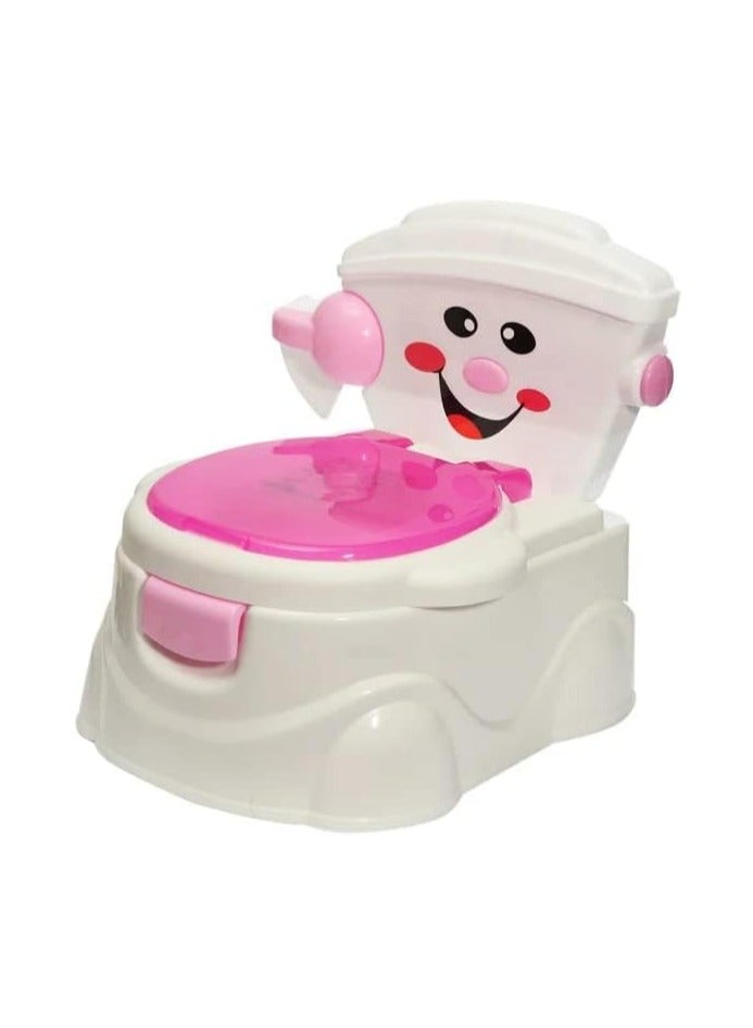 مقعد تدريب محمول على المرحاض للأطفال الصغار | سفر الأطفال | كرسي مرحاض قابل للطي للأطفال في الأماكن المغلقة/الخارجية مع غطاء ودعم للظهر العالي لعمر يصل إلى 7 سنوات، مظهر واقعي. سهل التنظيف (وردي) - Image 1