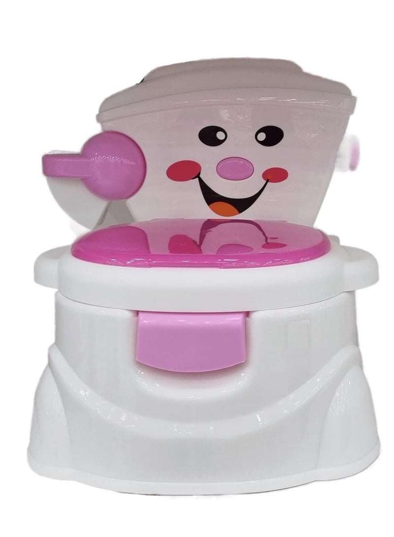 مقعد تدريب محمول على المرحاض للأطفال الصغار | سفر الأطفال | كرسي مرحاض قابل للطي للأطفال في الأماكن المغلقة/الخارجية مع غطاء ودعم للظهر العالي لعمر يصل إلى 7 سنوات، مظهر واقعي. سهل التنظيف (وردي) - Image 2