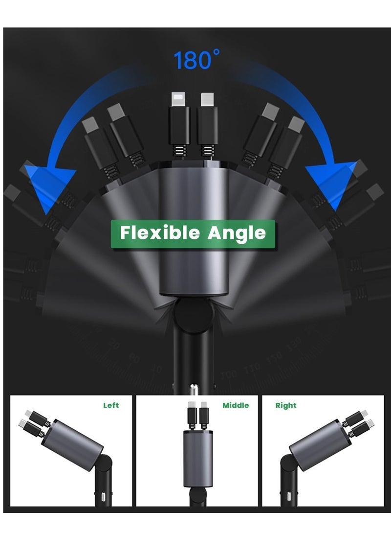 ELTRAZONE 4-in-1 Car Charger with Dual Retractable Cable, Dual Port USB C PD Fast Charging Car Adapter Car Cigarette Lighter Adapter with Voltage Display Compatible with iPhone 14 13 Pro Max, iPad, Samsung - Image 4