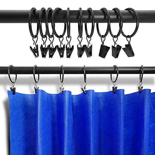 LLPJS 40 Pack Metal Curtain Rings with Clips, Curtain Clip Rings Hooks for Hanging Drapery Drapes Bows, Curtain Rod Rings 1.5 inch Interior Diameter, Black - Image 5