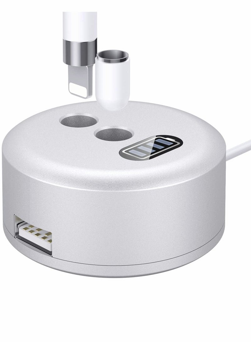 Y&D Charging Stand Compatible with Apple Pencil, Portable Desktop Fast Station Charger Dock Pen Holder Display Screen for Pencil/Pen iPad Pro 12.9 10.5 9.7, 10.2 2019-Silver - Image 1