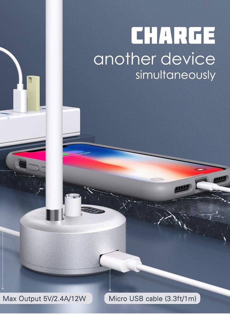 Y&D Charging Stand Compatible with Apple Pencil, Portable Desktop Fast Station Charger Dock Pen Holder Display Screen for Pencil/Pen iPad Pro 12.9 10.5 9.7, 10.2 2019-Silver - Image 4