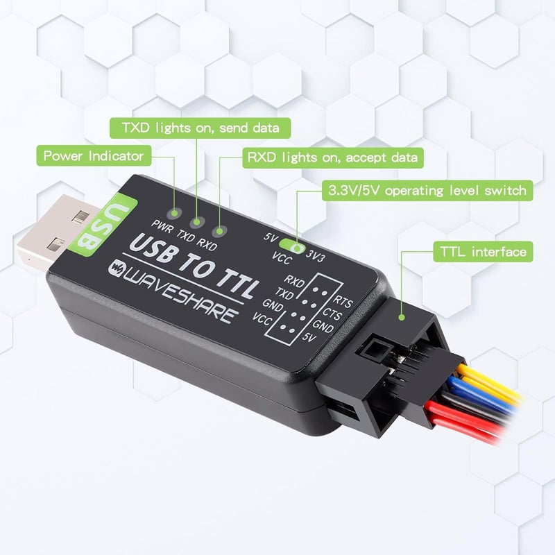 REES52 Waveshare Industrial USB to Serial Adapter UART Serial Adapter FT232RL Serial to USB Converter USB to TTL Adapter Port Module Support Multi Systems and Multi Protection Circuits with Shell - Image 2