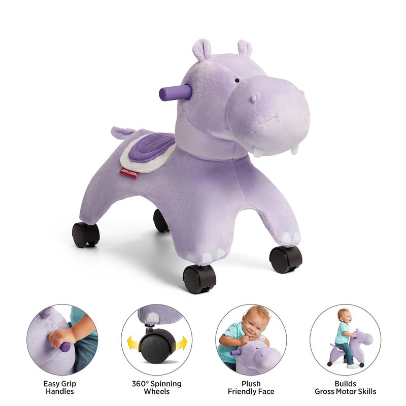 Radio Flyer Holly the Rolling Hippo Ride On, Ages 1-3, EZ-Glide 360-degree Wheels, Easy Grip Handles, Soft Plush Face, Ideal for Active and Imaginative Play, Toddler Ride On Toys - Image 3