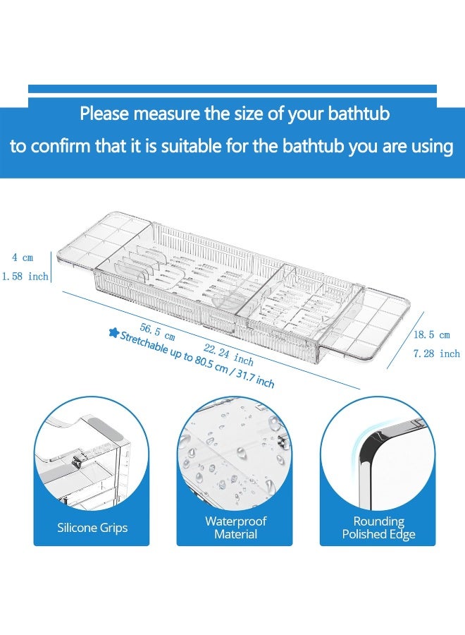 YelaJoy Expandable Acrylic Bathtub Tray for Tub, Bath Caddy Tray Table for Bathtub, Adjustable from 22 to 31.8 inch, Bathtub Rack fits Most Bathtubs and Bathroom Decor, Bath Tub Shelf Accessories for Women - Image 4