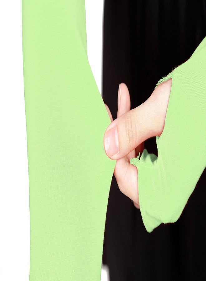 v28 Women Stretchy Long Sleeve Fingerless Gloves (Mint) - Image 2
