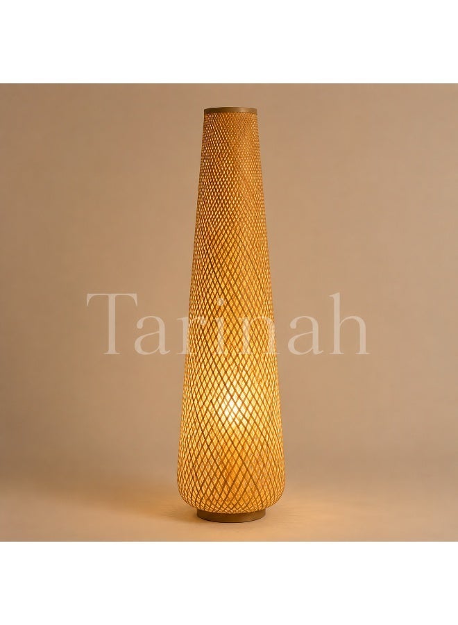 Luxury Handwoven Rattan Floor Lamp with Warm LED Light – Modern Boho Decorative Standing Lamp - Image 1
