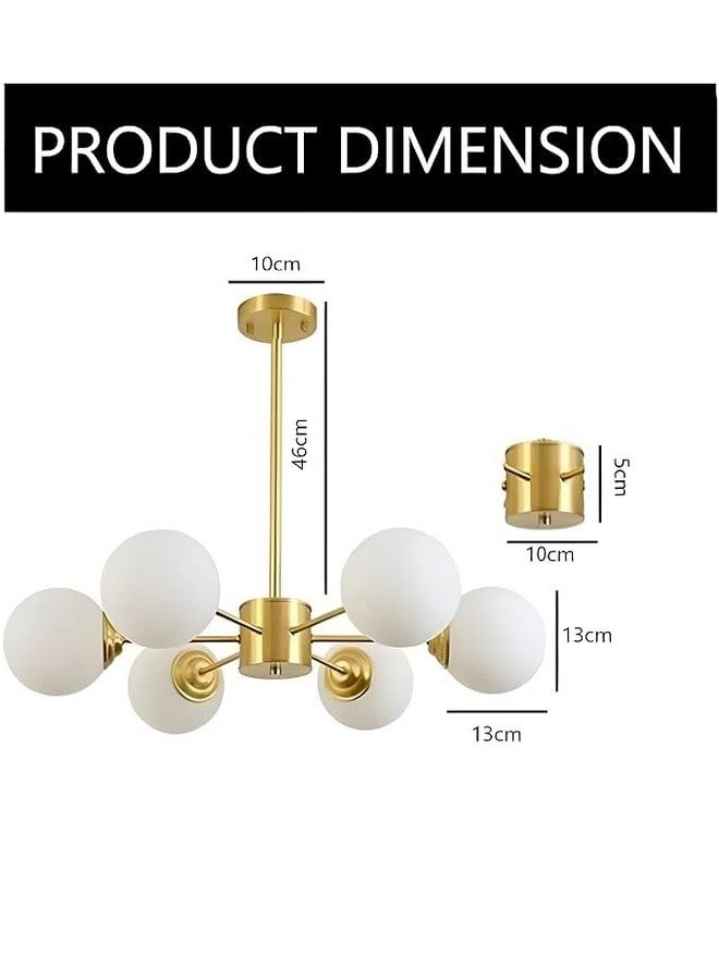 kinis metal Nordic 6 Light Chandelier for Drawing Room/Jhoomer for Living Room/Chandelier for Dining Table/Ceiling Hanging Lights/Ceiling Pendant Lamp for Home/Bar/resturants/Hotels (with Bulb) - Image 5