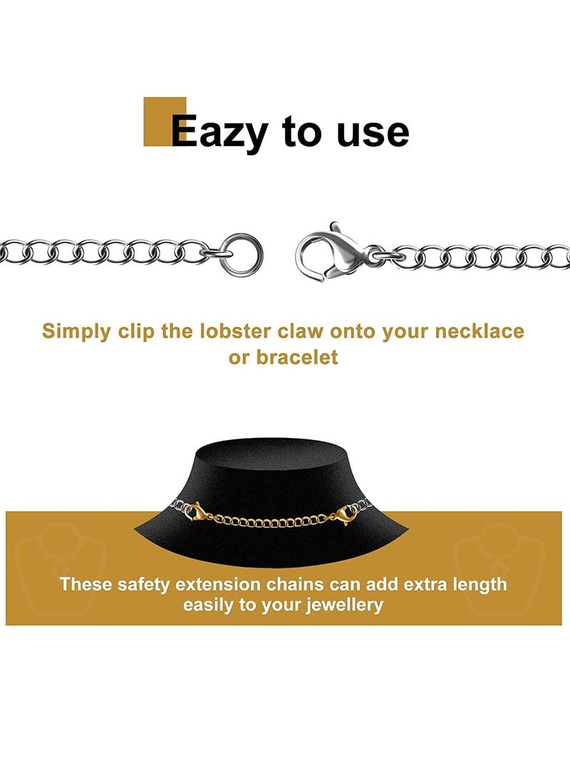 KASTWAVE Necklace Extenders, 12 Pcs Stainless Steel Gold Silver Necklace Bracelet Anklet Extension Chains with Lobster Clasps and Closures for Jewelry Making for DIY Jewelry Making Supplies - Image 5