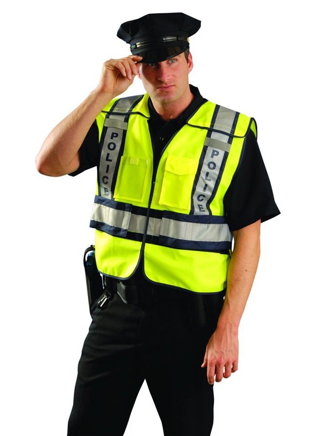 Occunomix LUX-PSP-YXL/2 Premium Solid Public Safety Police Vest, X-Large/XX-Large, Yellow/Navy - Image 3